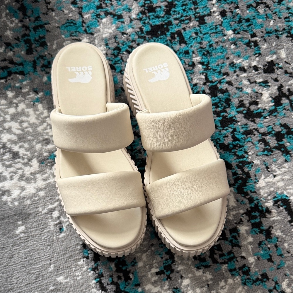 Sorel Women's Cream Double-Strap Platform Slides